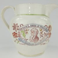 Creamware Pottery Druid Masonic Pitcher Jug