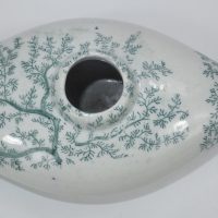 Rare Green Transfer Printed Staffordshire Pottery Baby Bottle