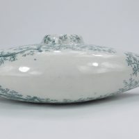 Rare Green Transfer Printed Staffordshire Pottery Baby Bottle