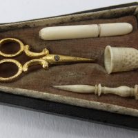 Antique French Miniature Sewing Dolls House Box