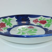Large Spongeware Pottery Bowl Lustre Highlights