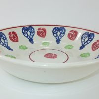 Heart Spongeware Pottery Fruit Bowl