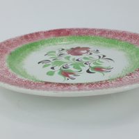 Spongeware Spatterware Rose Pottery Plate
