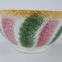 Antique Rainbow Spatterware Pottery Rice Bowl
