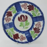 Rose Blue Spongeware Pottery Fruit Bowl