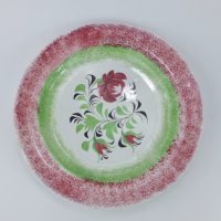 Spongeware Spatterware Rose Pottery Plate