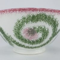 Antique Spiral Spongeware/spatterware Pottery Bowl