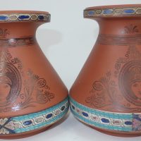 Terracotta Prattware Hyacinth Bulb Vases