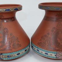 Terracotta Prattware Hyacinth Bulb Vases