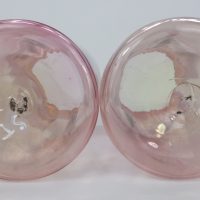 Cranberry Vaseline Stourbridge Glass Hyacinth Bulb Vase Pair