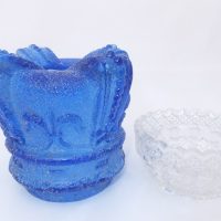 Blue Glass Crown Fairy Lamp