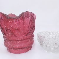 Red Cranberry Glass Crown Fairy Lamp