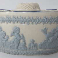 Faux Wedgwood Pottery Inkwell Cherubs