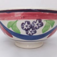 Blue & Pink Drape Spongeware Bowl