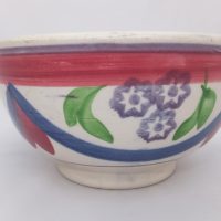 Blue & Pink Drape Spongeware Bowl No2