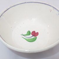 Blue & Pink Drape Spongeware Bowl No2