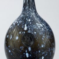 Unique Black Glass Sealed Nailsea Bottle Flask