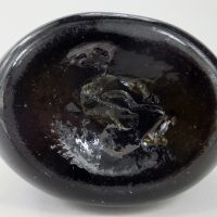 Unique Black Glass Sealed Nailsea Bottle Flask