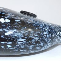 Unique Black Glass Sealed Nailsea Bottle Flask