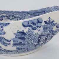 Antique Blue White Pottery Willow Pattern Pap Boat