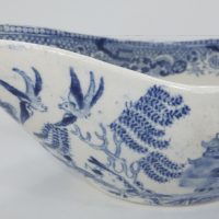 Antique Blue White Pottery Willow Pattern Pap Boat