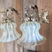 Antique Vaseline Glass Electric Lamp Shades