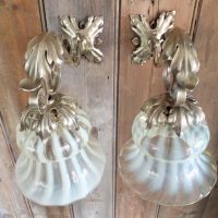 Antique Vaseline Glass Electric Lamp Shades