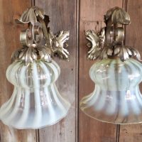Antique Vaseline Glass Electric Lamp Shades