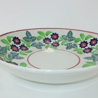 Spongeware Pottery Bowl Holly Leaves