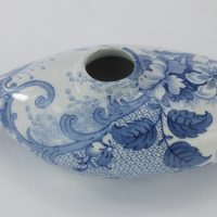 Antique Blue & White Transfer Ware Printed Pottery Baby Feeder