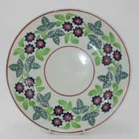 Spongeware Pottery Bowl Holly Leaves