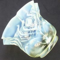 Antique Art Nouveau Vaseline Glass Oil Lampshade