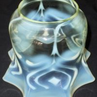 Antique Art Nouveau Vaseline Glass Oil Lampshade