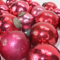Antique Red Cranberry Glass Kugels