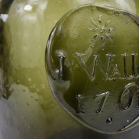 Antique Half Size Sealed Glass Mallet Wine Bottle Waller 1761
