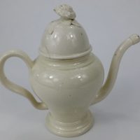 Rare Creamware Pottery Bubby Pot With Floral Lid