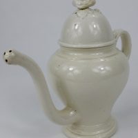 Rare Creamware Pottery Bubby Pot With Floral Lid