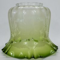 Antique Duplex Green Etched Tulip Oil Lamp Shade