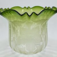 Antique Duplex Green Etched Tulip Oil Lamp Shade