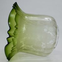 Antique Duplex Green Etched Tulip Oil Lamp Shade