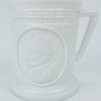 Punch & Judy Milk Glass Sowerby Davidson Mug