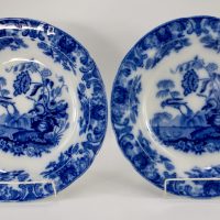 Antique Asiatic Pheasant Pottery Copeland Late Spode Flow Blue Chargers