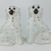Antique Pair of Pottery Staffordshire Dogs