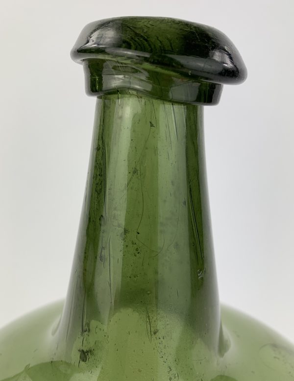 Globular Apple Green Glass Onion Bottle