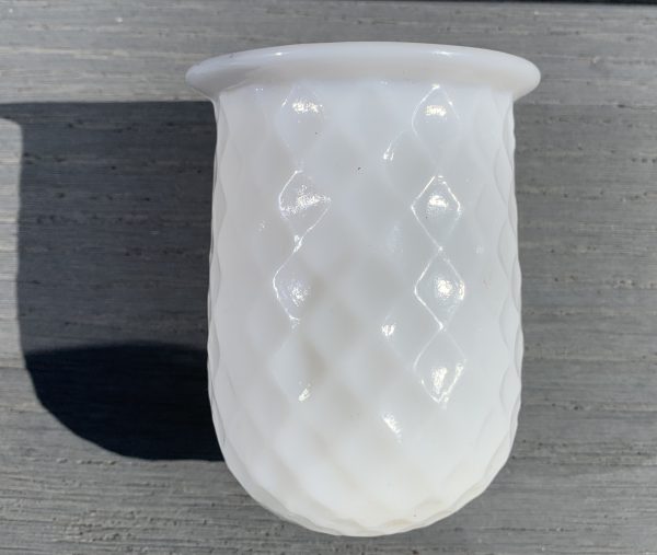 Milk Glass Freeblown Quilted Fairy Lamp