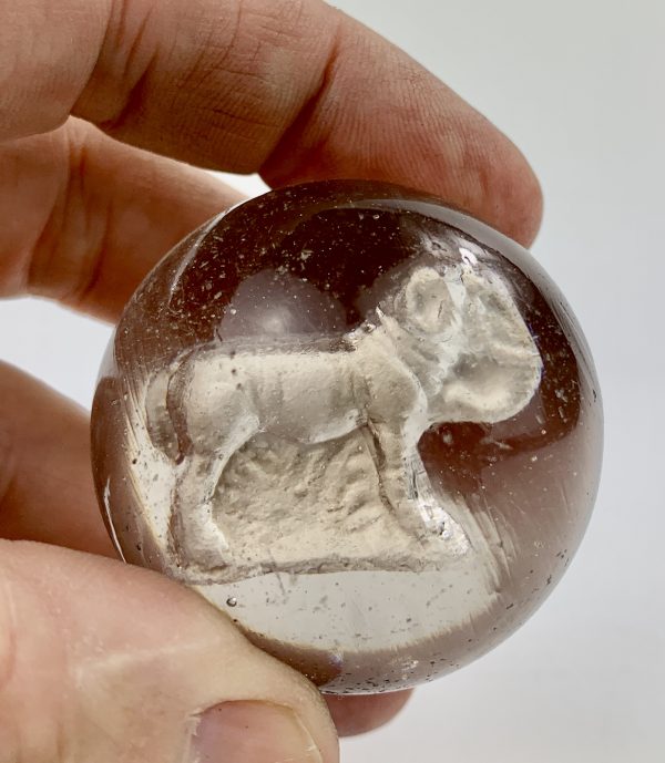 Antique Elephant Sulphide German Marble Educational Tool