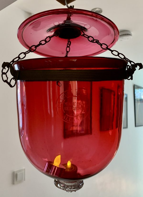 Antique Cranberry Red Glass Hanging Lamp