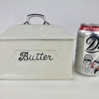 Scarce Black & White Pottery Butter Dish