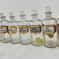 Antique Glass Pharmacy Bottles x 12
