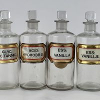 Antique Glass Pharmacy Bottles x 12